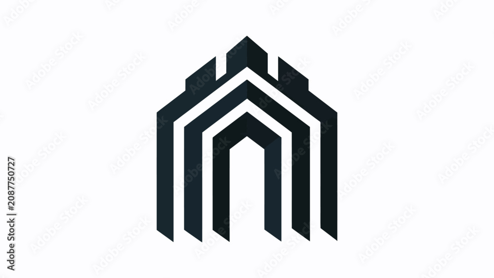 Fototapeta premium Geometric black archway castle gate logo.