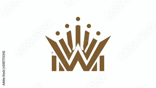 Fotografie Gold crown and letter W luxury logo symbol.