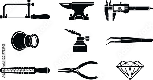 Canvas Print Jewelry Making Craft Tools Gemstone Settings and Goldsmith Workshop Bench Equipm
