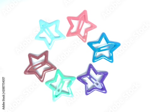 Obraz na płótnie Set of colorful star hair accessories for girl