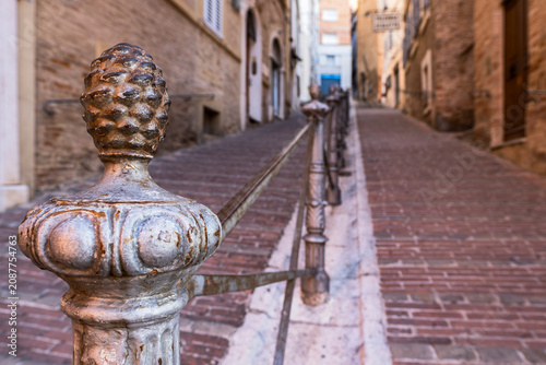 Tableau sur toile Balustrade along the historic Piaggia della Torre staircase in Macerata, Marche,