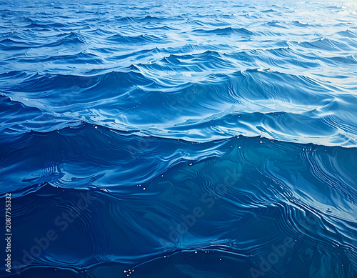 Deep Blue Ocean Waves Surface Texture Background.