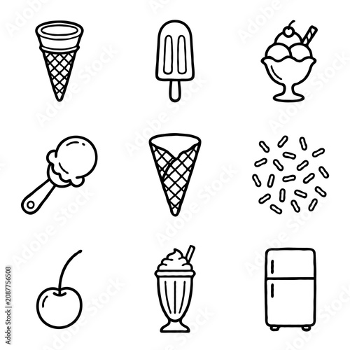 Hand drawn ice cream icons set