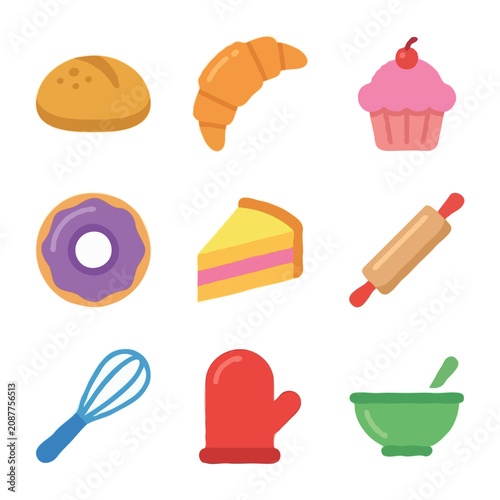 Collection of baking and pastry icons