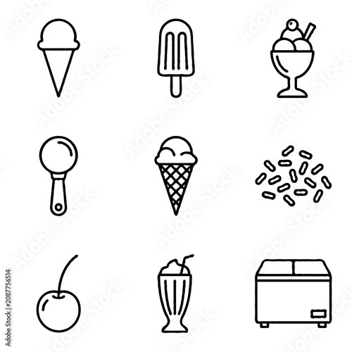 Set of ice cream and related icons