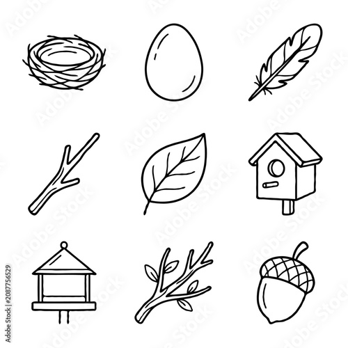 Set of bird and nature icons