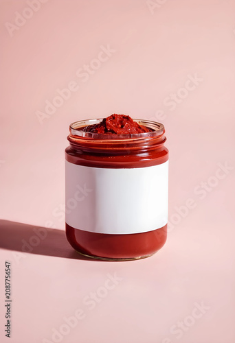 Jar of tomato paste with bl...