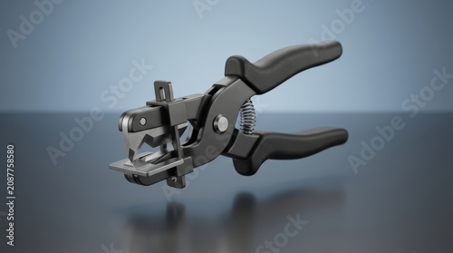 Obraz na płótnie Hand notcher 3D render material cutting tool engineered for notch creation fabrication preparation and assembly tasks