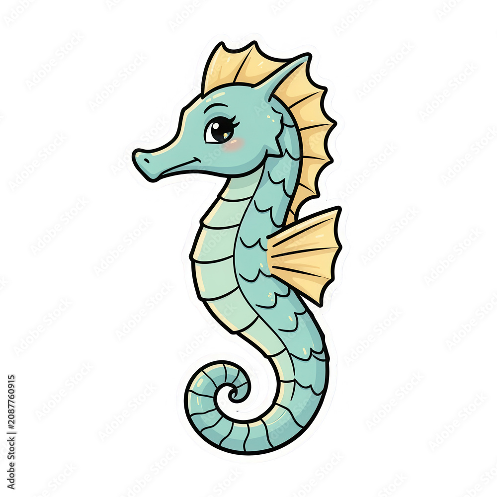 Fototapeta premium Cute Seahorse Design Element Transparent Background