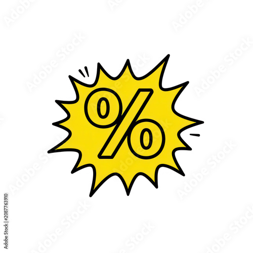Yellow Discount Percentage Sign Transparent Background