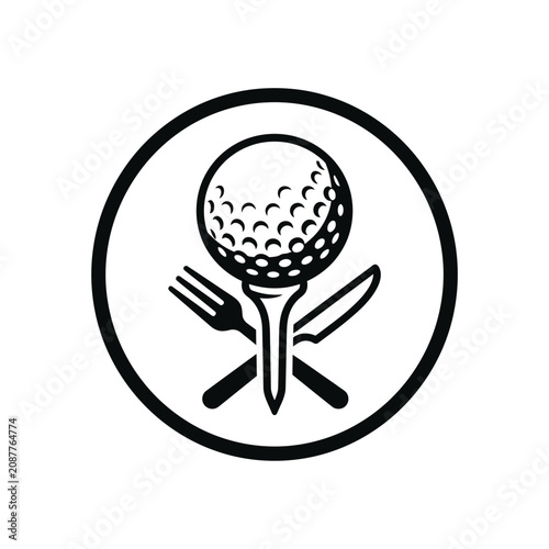 Golf and dining restaurant logo emblem icon.