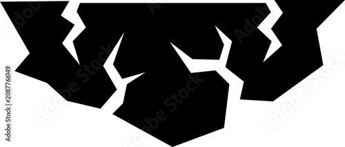 Photos Large set of black crack silhouettes showing broken ground, shattered surfaces, and damaged earth effects in a minimalist graphic vector illustration style for destruction concepts
