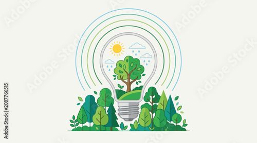 Картината върху платно Sustainable ecosystem enclosed in lightbulb for green ideas