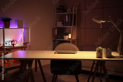 Interior of dark office wit...