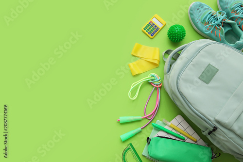 Composition with backpack, ...