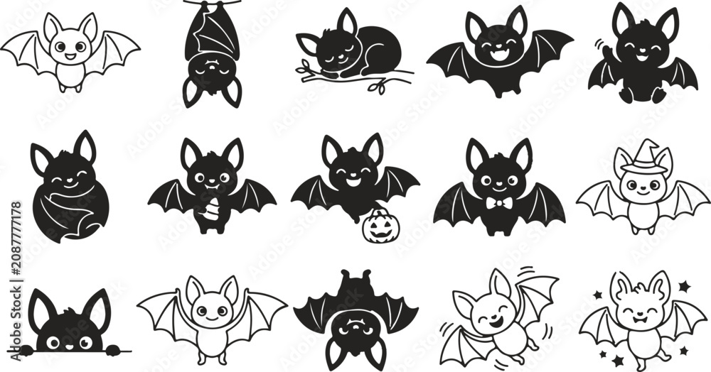 Obraz premium Cute bat characters collection for halloween designs and children's illustrations