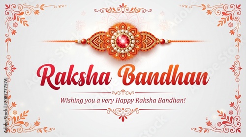 raksha bandhan celebration in india vector hand lettring illustration on white background. By prolific studio See Less