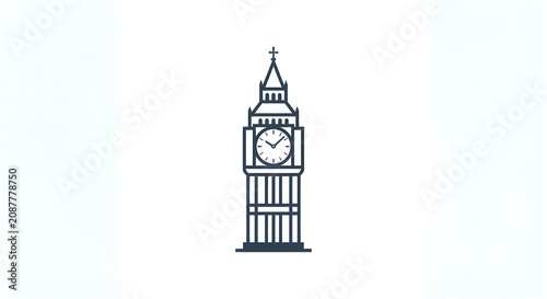 Iconic clock tower landmark architecture logo
