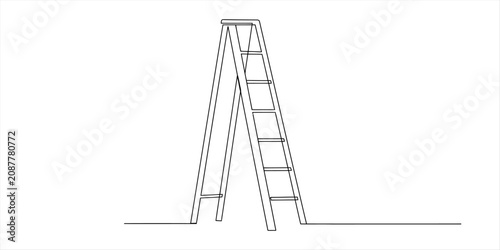 Photos A single continuous line drawing of a stepladder