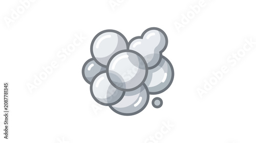 Bild auf Leinwand A cluster of shiny gray bubbles float together in air