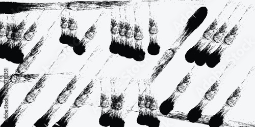 Abstract Black Ink Brush Stroke Pattern on White Background