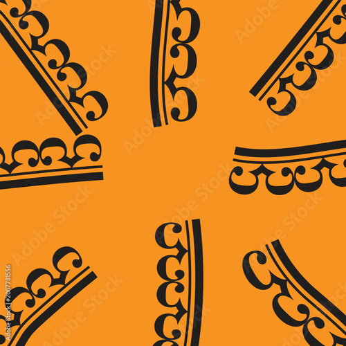Abstract Orange Background with Vintage Black Border Patterns and Frames