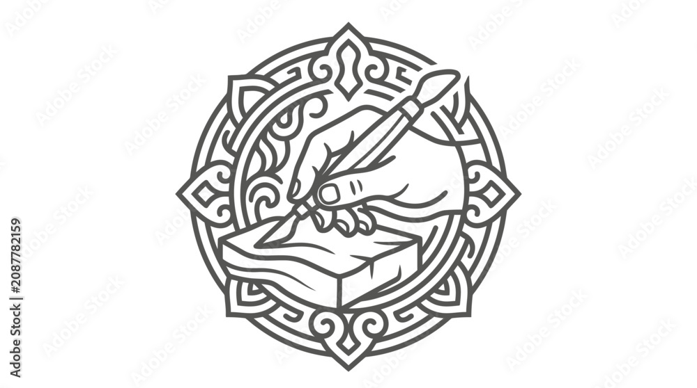 Fototapeta premium Professional High Quality Black and White Intricate Islamic Geometric Pattern with Bird Motif with high quality professional line art symbols for modern creative design and digital branding projects