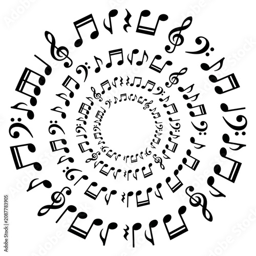 Circular Music Notes Spiral Vector 