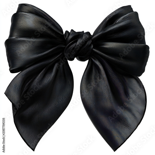 Cute coquette bow in black color clipart isolated on white background
