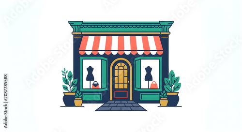 Boutique Storefront Logo, Retail Fashion Shop Icon