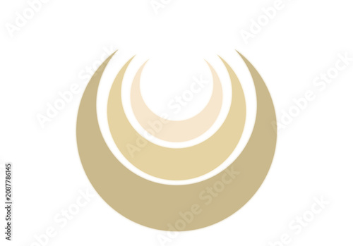 Abstract Champagne Gold Crescent Moon Geometric Design Element Transparent PNG