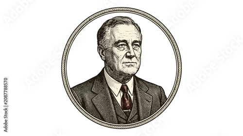 Cuadro en lienzo Engraved portrait of Franklin D