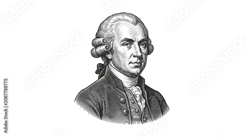 Bild auf Leinwand Vintage engraving portrait of an eighteenth century gentleman with a powdered wig