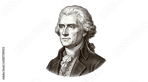 Bild auf Leinwand Vintage engraving illustration of Thomas Jefferson the third President of the United States