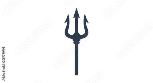 Minimalist black trident silhouette icon isolated on white background