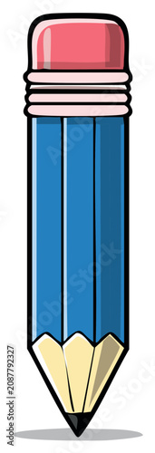 Illustration of a Blue Pencil with Eraser for Writing and Drawing Activities
