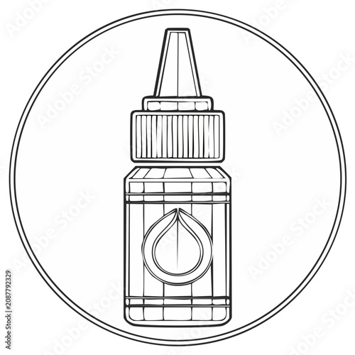 Dropper Bottle Outline Within Circle Symbol For Medical or Cosmetic Uses