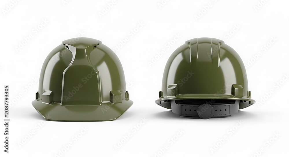 Fototapeta premium mockup of an olive green color hard hat helmet
