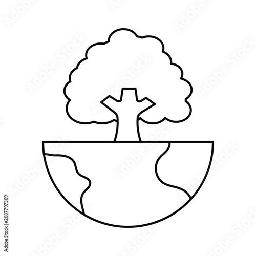 illustration of tree growing on earth