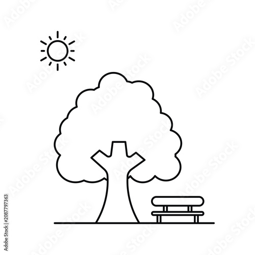 park scene with tree illustration