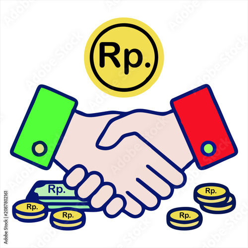 Business Deal and Payment Handshake Illustration