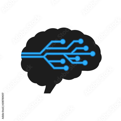 Digital Brain with Blue Circuit Pattern