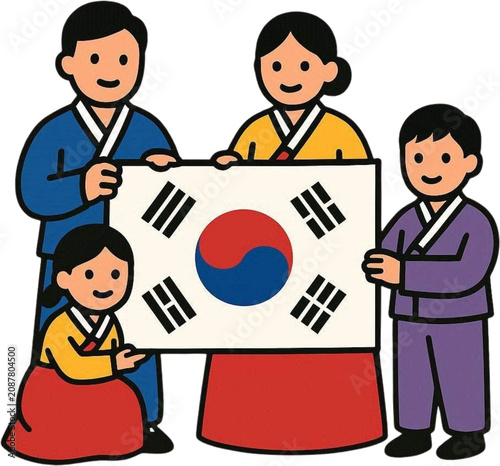 태극기_광복절 한복 가족