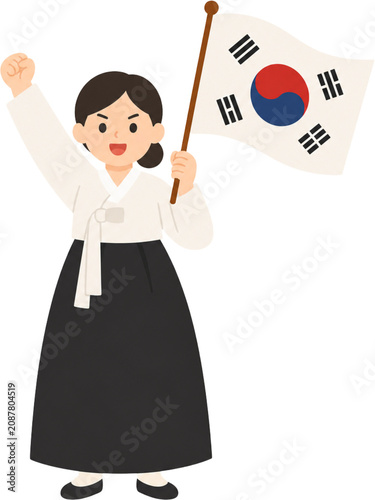 태극기_광복절 한복 여성