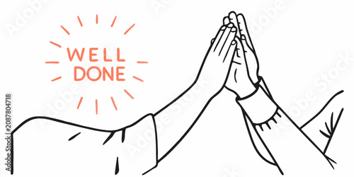 Cuadro en lienzo High Five Gesture With Text And Rays Line Drawing