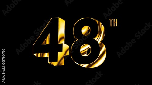 Luxury Golden Forty Eight Number Anniversary Celebration 3D Metallic Typography Isolated Design Animation
