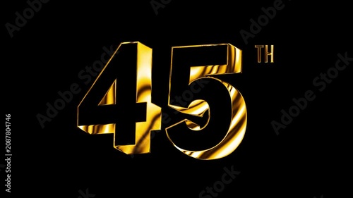Luxury Golden Forty Five Number Anniversary Celebration 3D Metallic Typography Isolated Design Animation