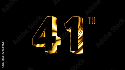Luxury Golden Forty One Number Anniversary Celebration 3D Metallic Typography Isolated Design Animation
