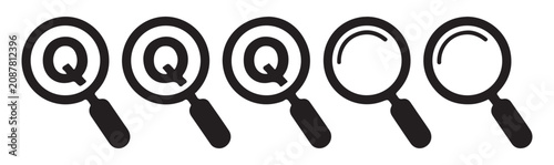 Bild auf Leinwand Search magnifier or zoom sign icon set with letter Q and simple magnifying glass