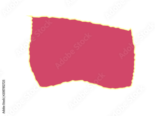 Tableau sur toile A rectangular piece of torn red paper with a textured yellow frayed edge